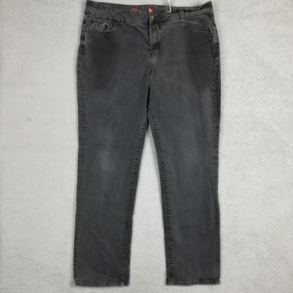 Ooh La La Womens Jeans Straight Leg Hustle‎ Black Denim Studio 54 Wash Plus 18